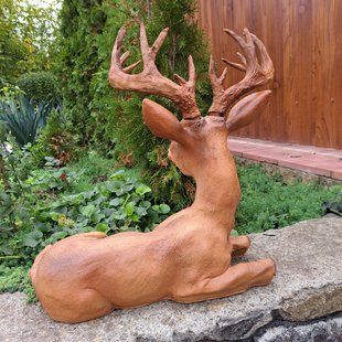 buy Garden figure Medium reclining stag 1