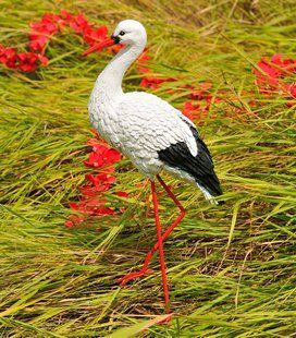 buy Garden figure Small Stork No.1 on metal legs 1