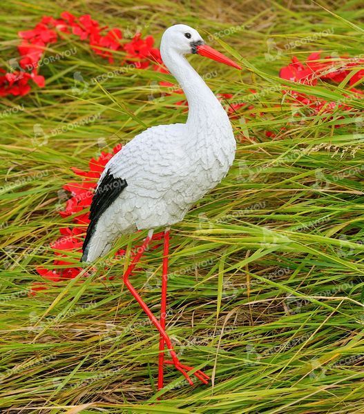 kaufen Gartenfigur Kleiner Storch Nr.1 auf Metallbeinen 3