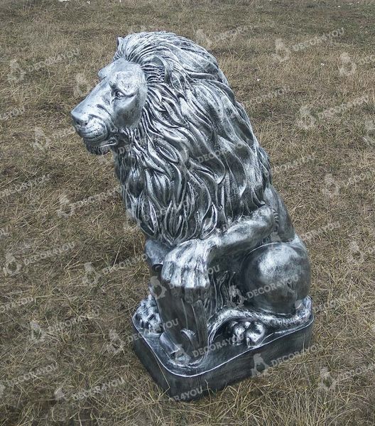 buy Garden Figure Large Lion 83 cm with left shield Silver 10