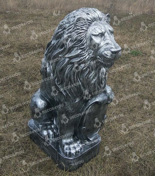 buy Garden Figure Large Lion 83 cm with left shield Silver 7