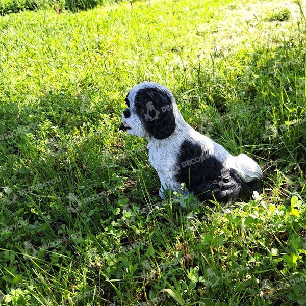 kaufen Gartenfigur Shitsu Hund sitzend Schwarz und wei&szlig; 3