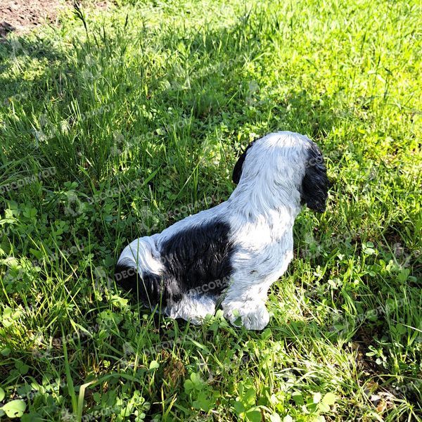 kaufen Gartenfigur Shitsu Hund sitzend Schwarz und wei&szlig; 4