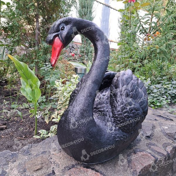 buy Garden Swan Statue, Head Right, Black 3