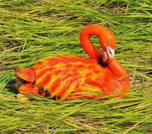 buy Medium coral Flamingo garden figure for nest box 1