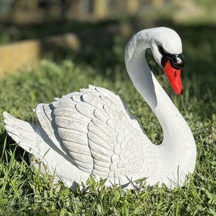 buy Garden Swan Statue, Head Right, White 1