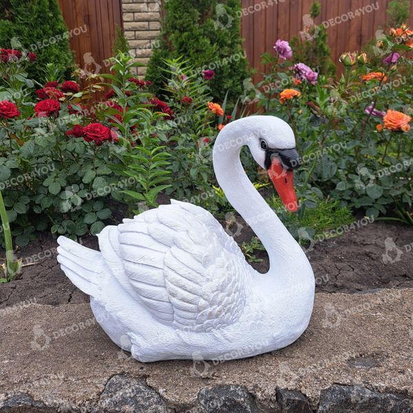 buy Garden Swan Statue, Head Right, White 5