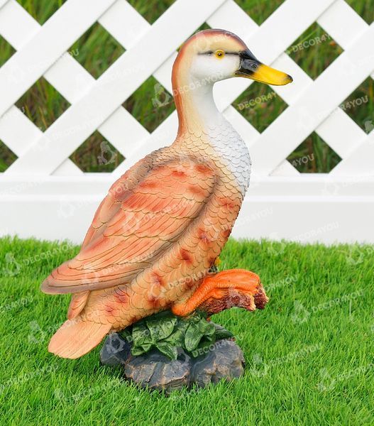 kaufen Gartenfigur Ente auf einem Stein 2