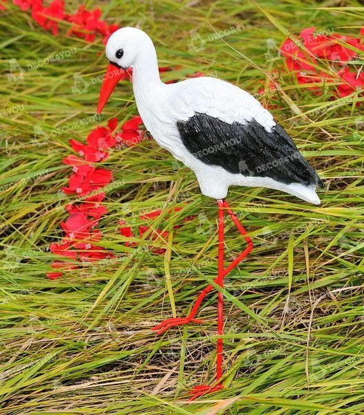 kaufen Gartenfigur Kleiner Storch #4 auf Metallbeinen 3