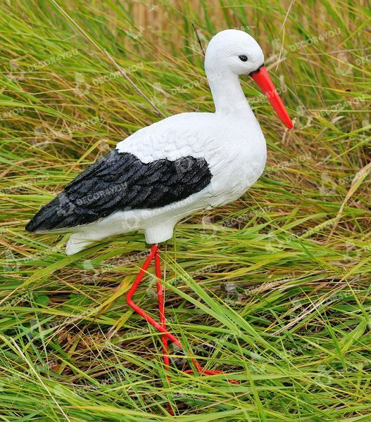 kaufen Gartenfigur Kleiner Storch #6 auf Metallbeinen 3