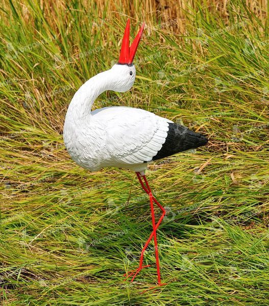 buy Garden figure Stork with open beak on metal legs 3