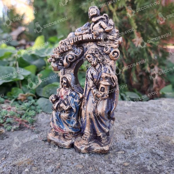 kaufen Dekofigur Weihnachtskrippe "Heilige Familie mit Engel auf dem Dach" 2