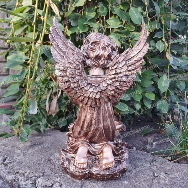 buy Garden figure Angel kneeling near the bowl, bronze 9