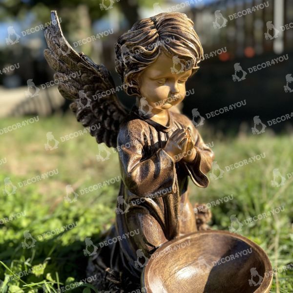 buy Garden figure Angel kneeling near the bowl, bronze 2