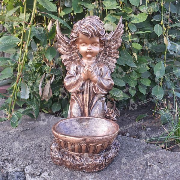 buy Garden figure Angel kneeling near the bowl, bronze 8
