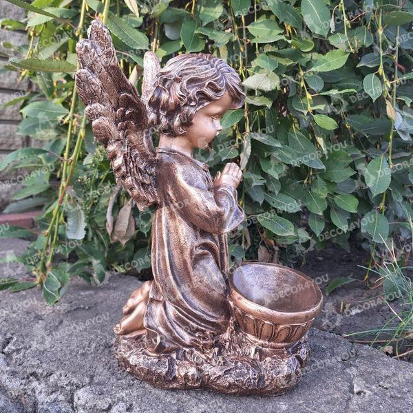buy Garden figure Angel kneeling near the bowl, bronze 7
