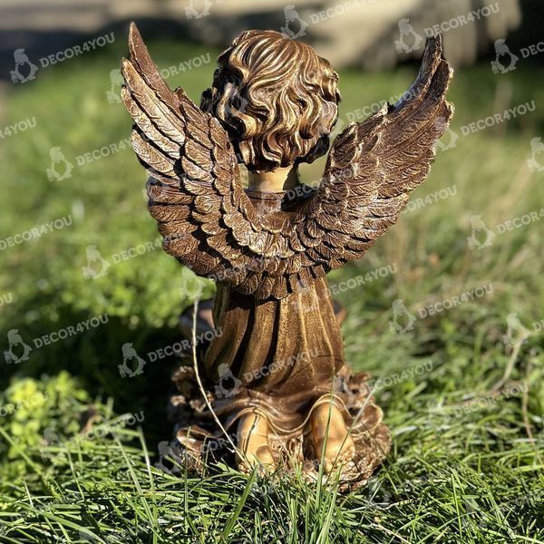 buy Garden figure Angel kneeling near the bowl, bronze 5
