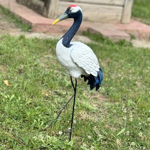 buy Garden figure Crane on metal legs #4 1