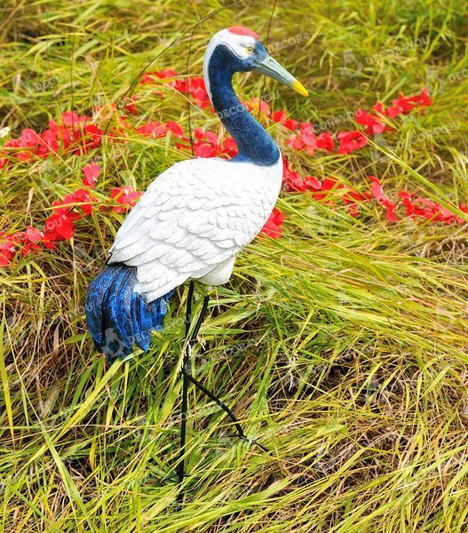 buy Garden figure Crane on metal legs #4 4