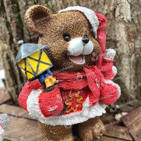 kaufen Neujahrsgartenfigur B&auml;r im roten Anzug mit Laterne 4