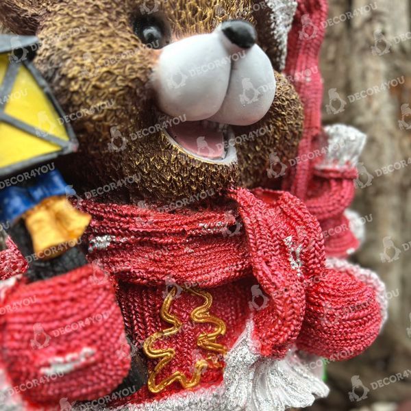 kaufen Neujahrsgartenfigur B&auml;r im roten Anzug mit Laterne 5